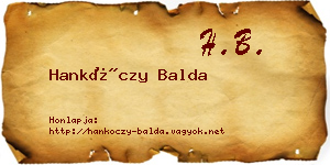 Hankóczy Balda névjegykártya